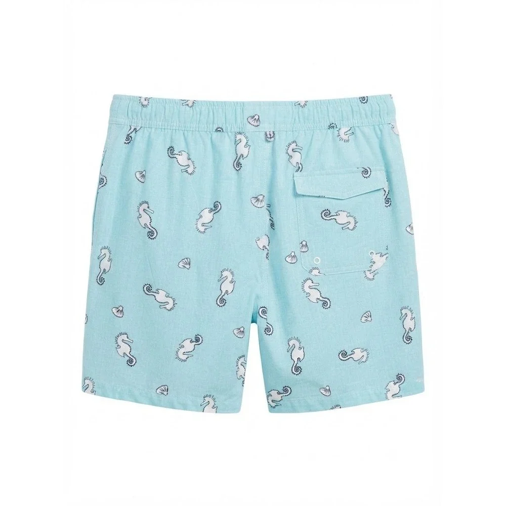 NEW Johnnie-O Boys 16 Light Blue Seahorse Shell Print Swim Trunks Board Shorts